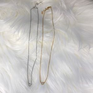 Gold Silver Necklace Station Faux Crystal pendant